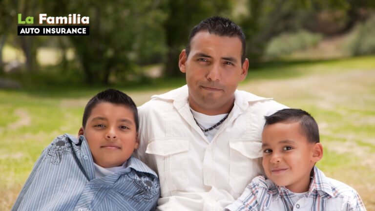 A father hugging his two sons.